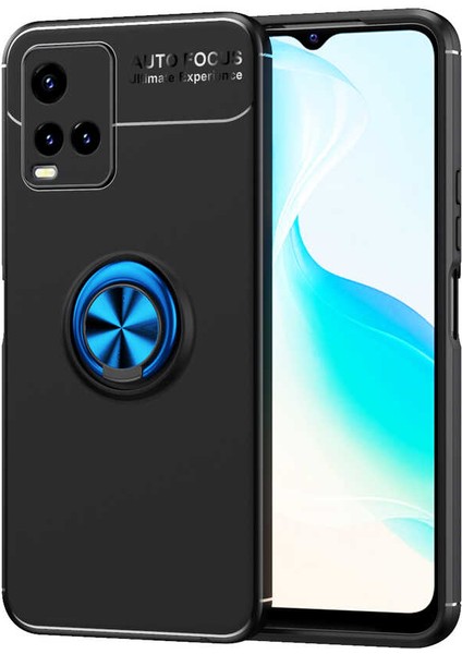 Vivo Y21S Kılıf Metal Yüzüklü Standlı Yumuşak Ravel Silikon Kapak