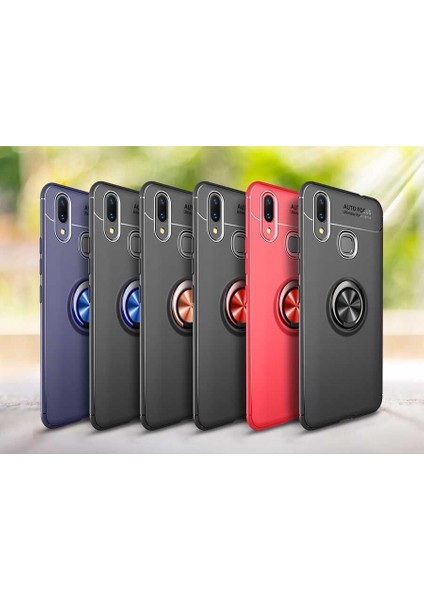 Xiaomi Mi Max 3 Kılıf Metal Yüzüklü Standlı Yumuşak Ravel Silikon Kapak