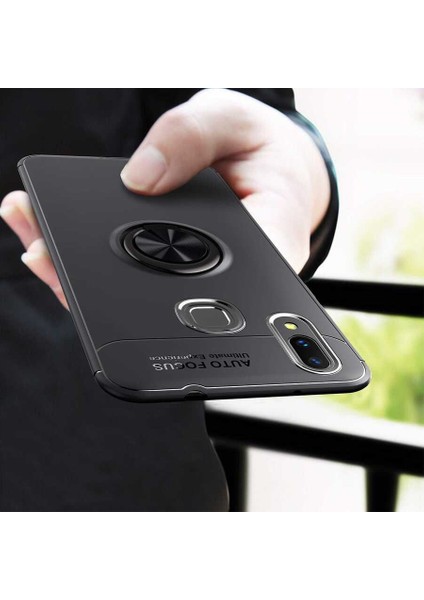 Xiaomi Mi Max 3 Kılıf Metal Yüzüklü Standlı Yumuşak Ravel Silikon Kapak
