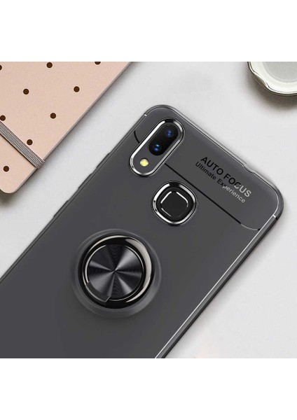 Xiaomi Mi Max 3 Kılıf Metal Yüzüklü Standlı Yumuşak Ravel Silikon Kapak