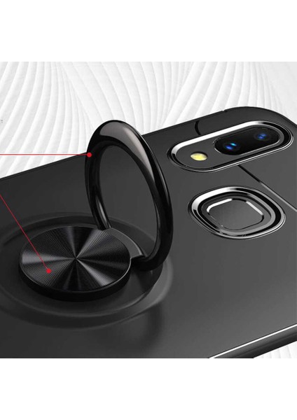 Xiaomi Mi Max 3 Kılıf Metal Yüzüklü Standlı Yumuşak Ravel Silikon Kapak