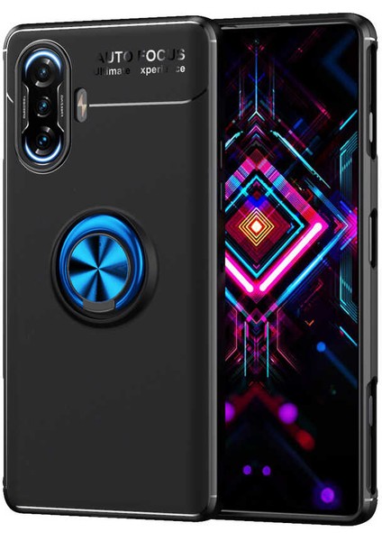 Xiaomi Redmi K40 Gaming Kılıf Metal Yüzüklü Standlı Yumuşak Ravel Silikon Kapak