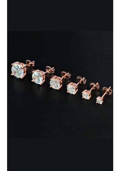 Gümüş Rose Tek Taş Bayan Küpe