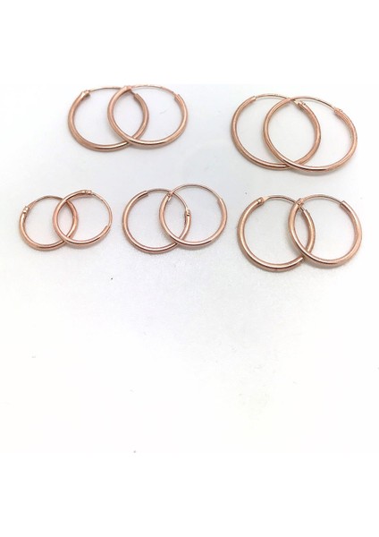 Gümüş Ince Rose Taşsız Halka Küpe