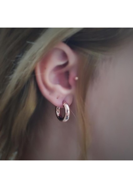 Gümüş 1cm Kalın Bombeli Halka Küpe DY256E1 modelleri