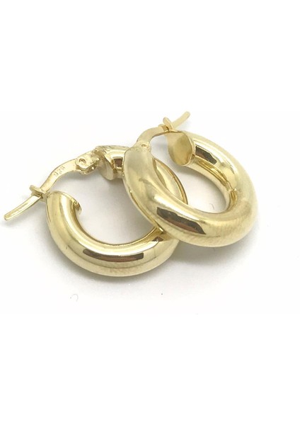 Gümüş 1cm Kalın Bombeli Halka Küpe DY256E1