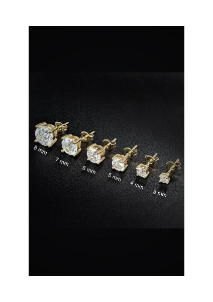 Gümüş Altın Kaplama Tek Taş Küpe modelleri