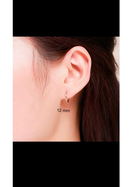 Gümüş Altın Kaplama Ince Halka Küpe modelleri