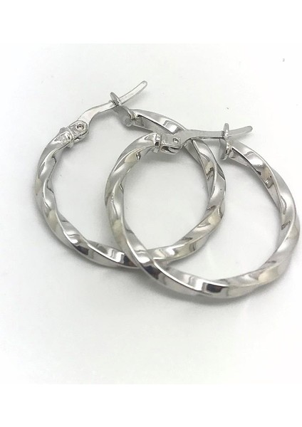 Gümüş 2,2 cm Lik Burgu Halka Küpe DY55