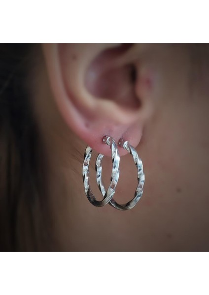 Gümüş 2,2 cm Lik Burgu Halka Küpe DY55 fiyatları