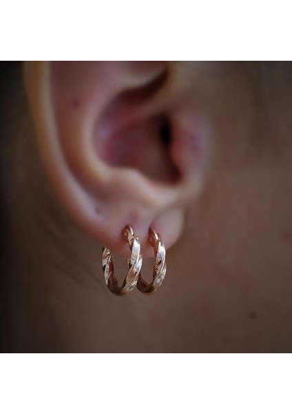 Gümüş 1 cm Lik Burgu Gümüş Halka Küpe DY85E2