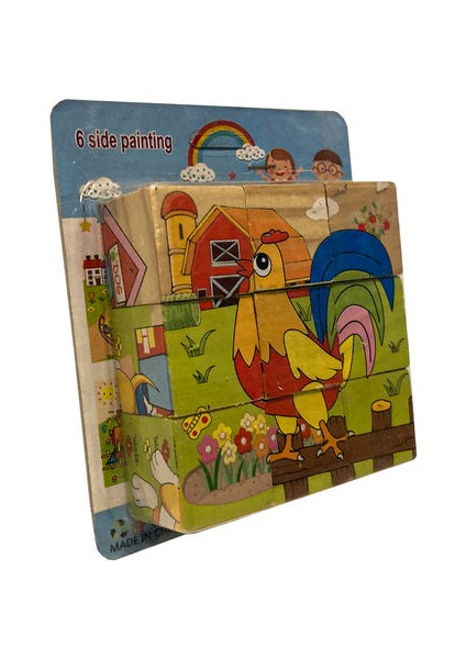 9'lu Ahşap Küp Eğitici Puzzle