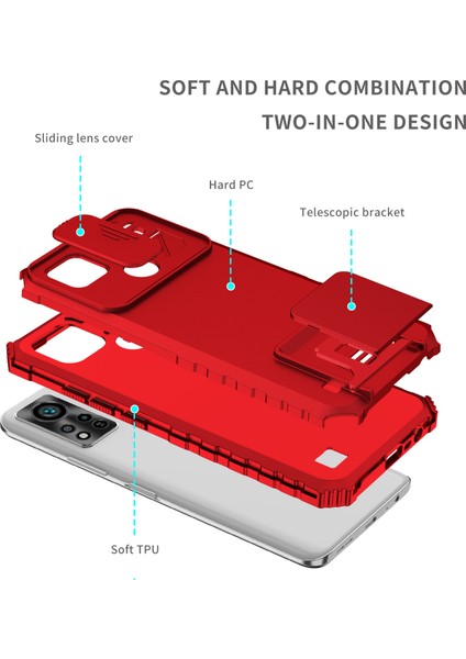 iPhone 14 Pro İçin Kamera Korumalı Pc + Tpu Telefon Kılıfı - Kırmızı (Yurt Dışından)