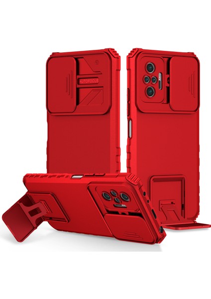 Xiaomi Redmi Note 8 İçin Kamera Korumalı Pc + Tpu Telefon Kılıfı - Kırmızı (Yurt Dışından)
