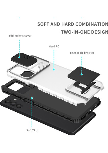 Xiaomi Redmi Note 8 İçin Kamera Korumalı Pc + Tpu Telefon Kılıfı - Gümüş (Yurt Dışından) fiyatları