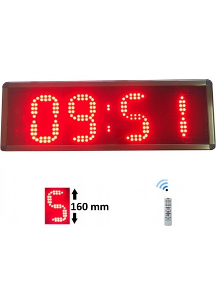 Sanec Ledli Dijital Saat (Kasa: 16 x 50 cm - Kırmızı)