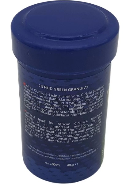 Cichlid Green Granulat Ciklet Balık Yemi 100 ml