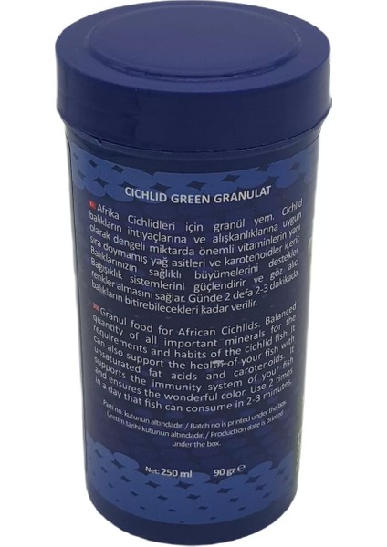 Cichlid Green Granulat Ciklet Balık Yemi 250 ml