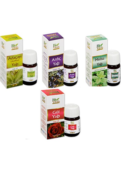 Adaçayı Ardıç Melisa Gül -Aromatik Masaj-Cilt Bakım Yağ Seti