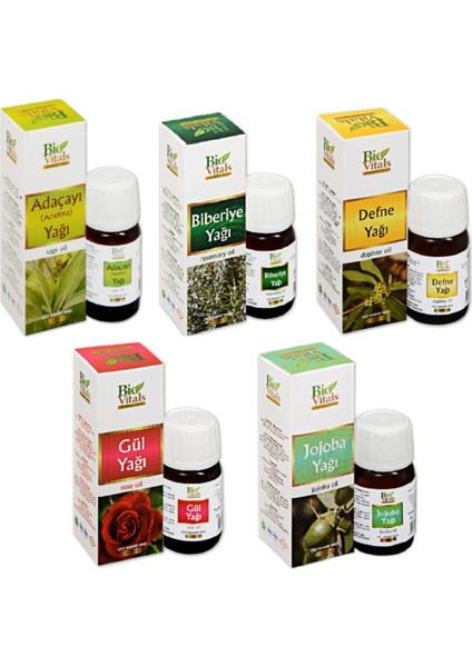 Ada Çayı Biberiye Defne Gül Jojoba-Aromatik Masaj-Cilt Bakım Yağ Seti