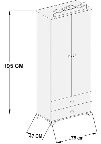 Patikobabysun 2 Kapılı Dolap