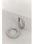 Gümüş 8 mm Ince Taşlı Bayan Halka Küpe NZ89D0 2
