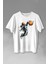 Uzayda Satürn Gezegeni Yanında Basketbol Oynayan Astronot Basketball Baskılı Tişört Unisex T-Shirt 1