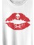 Korsan Skull Kuru Kafa Dudak Öpücük Kiss Me Baskılı Tişört Unisex T-Shirt 2