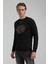 New World Polo Bisiklet Yaka Siyah Slim Fit Sweatshirt 22FWM60136 4