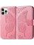 Iphone 14 Pro Max (Pink) Için Kelebek Kabartma Deri Kılıf (Yurt Dışından) 1