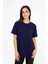 Oversize (bol ve geniş kesim) Lacivert T-Shirt. Bisiklet Yaka, Basic, Salaş Model 1