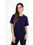 Oversize (bol ve geniş kesim) Lacivert T-Shirt. Bisiklet Yaka, Basic, Salaş Model 4