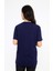 Oversize (bol ve geniş kesim) Lacivert T-Shirt. Bisiklet Yaka, Basic, Salaş Model 5