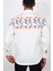 Slim Fit Üst Desenli Beyaz Renk Erkek Gömlek 4