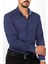 Slim Fit Desenli Lacivert Renk Erkek Gömlek 3