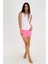 Kalp Desenli, Pembe Şortlu, Kolsuz Pijama Takımı 4