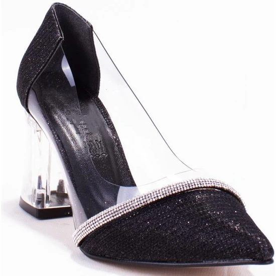 Dagoster DZA07-11153805 Siyah Şeffaf Abiye Topuklu Kadın Ayakkabı