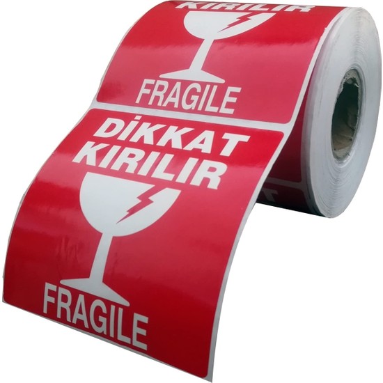 Kartallar Etiket Dikkat Kırılır Etiketi 100X100MM 250 Sarımlı 1 Rulo
