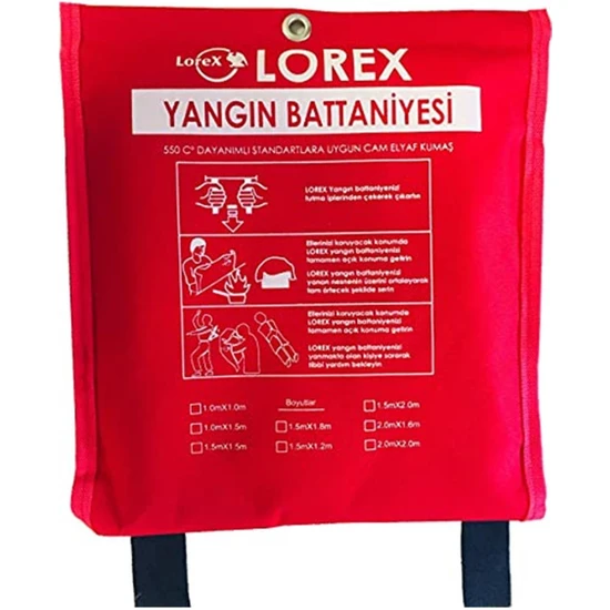 Lorex LR-FB1010C Yangın Battaniyesi 100CM x 100CM Çantalı