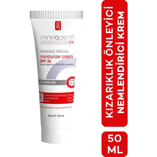 Mineaderm Renewal Intense Feuchtigkeitscreme, 50 Ml – Mit SPF 20, Hyaluron, Niacinamid & Shea Butter, Für Empfindliche Haut