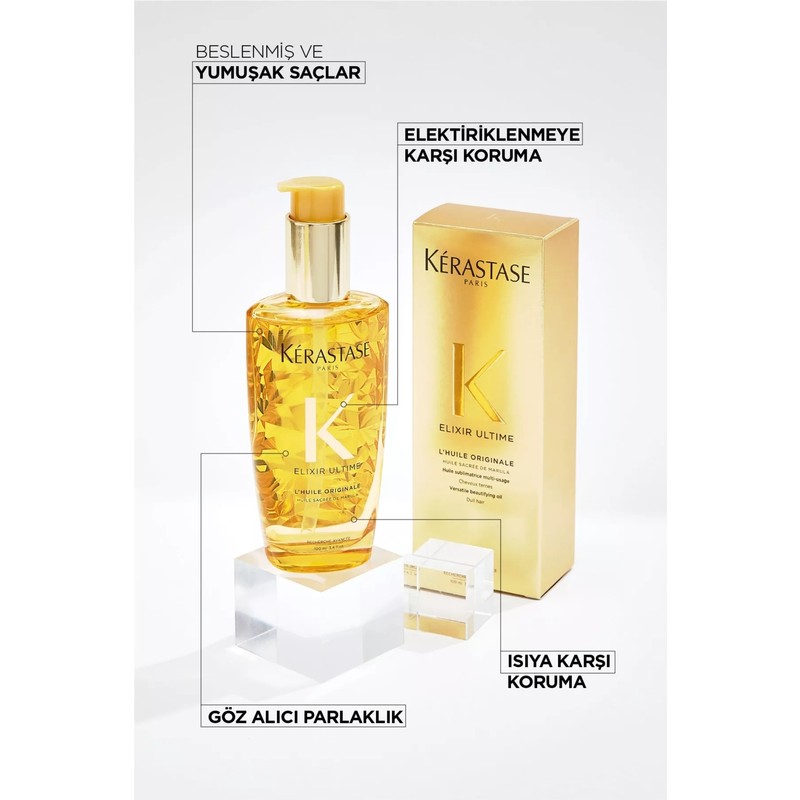 Kerastase Elixir Ultime L'huile Originale Parlaklık ve Hacim Veren Saç Bakım Yağı 100 Mll+