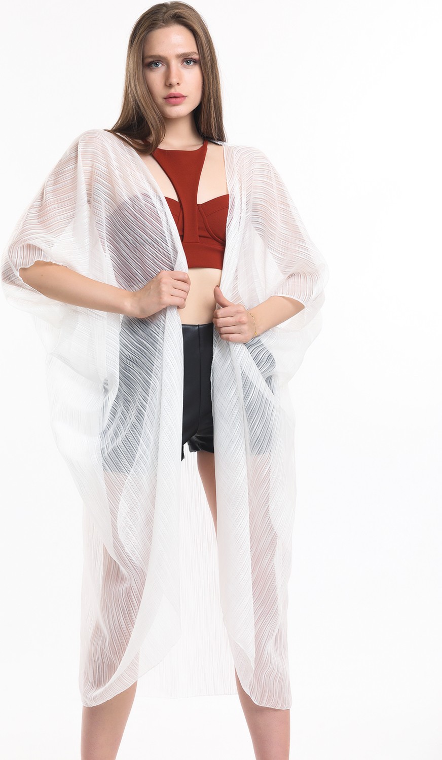 Sense Şifon Plaj Kimono | ELB33597 Ekru Kırinkıl görsel 8