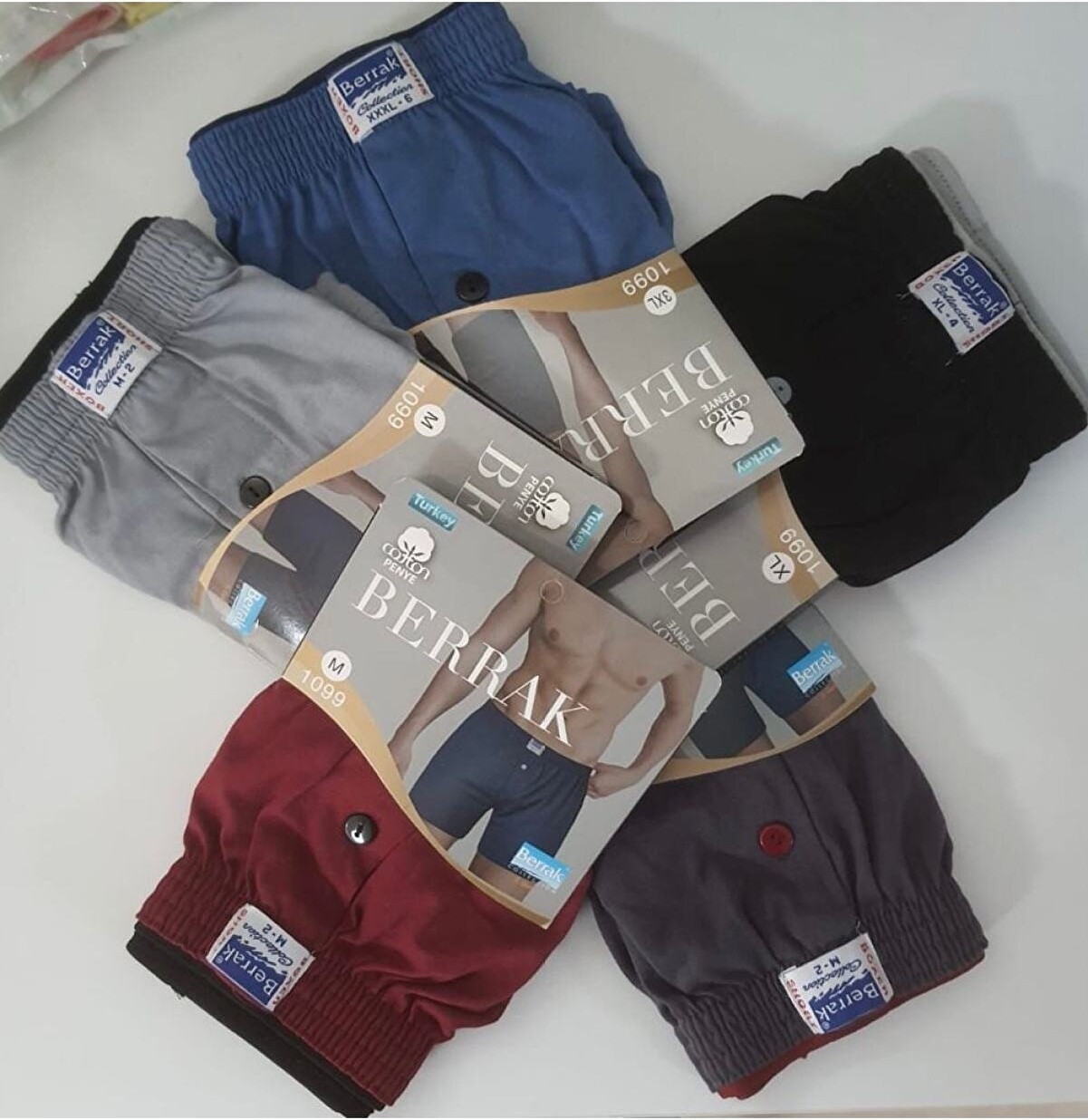 Berrak 1099 Düğmeli Erkek Penye Boxer 6'lı görsel 3