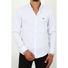 Escardin Slim Fit Desenli Beyaz Renk Erkek Gömlek