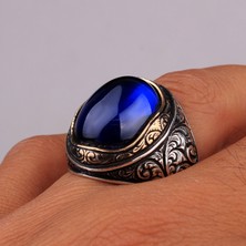 Tesbih Sepetim Kalem Işleme Motifli Oval Model Zirkon Taşlı Gümüş Yüzük
