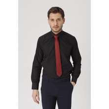 Gambocci erkek Siyah Slim Fit Klasik Gömlek