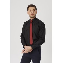 Gambocci erkek Siyah Slim Fit Klasik Gömlek