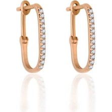 By Golden House Orta Boy Sıra Taşlı Çengel Küpe