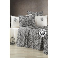 Evlen Home Collection %100 Pamuk Nakışlı Poppy Pike Takımı Çeyiz Seti (6 Parça) Antrasit