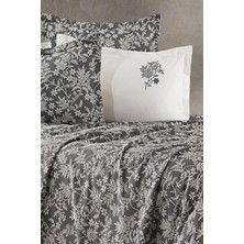 Evlen Home Collection %100 Pamuk Nakışlı Poppy Pike Takımı Çeyiz Seti (6 Parça) Antrasit